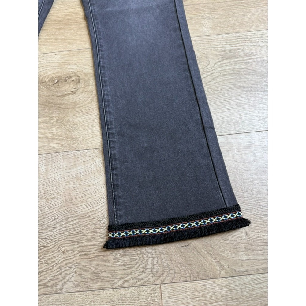 NWT Womens DG2 by Diane Gilman fringe hem embroidered hem black straight size 2 - Picture 4 of 12
